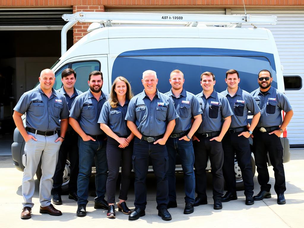 Garage Door Mossyrock team of certified technicians in front of service vehicle